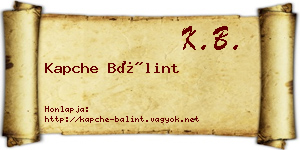 Kapche Bálint névjegykártya